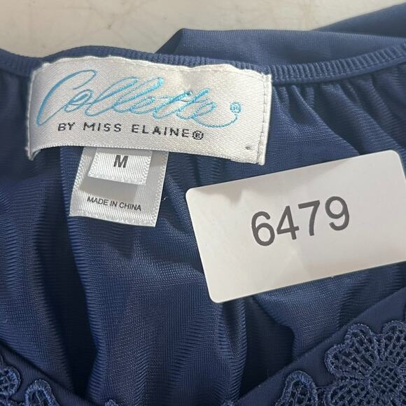 Collette Miss Elaine Flutter Sleeve Long Nightgown Embroidered Floral V Neck - Picture 3 of 6